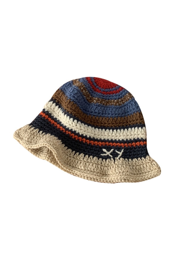 Fashion Soft Beanie Hat for Women Teens Girl Knitting Stripe Hat Beach Headwear