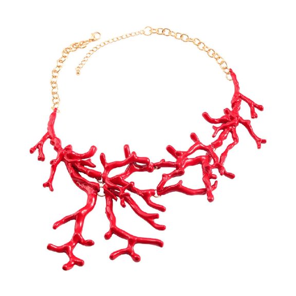 CIYISON Fashion Trend Niche Red Coral Pendant Collarbone Chain Temperament Necklace