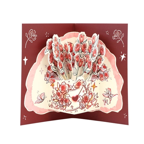 CIYISON Flower Valentines Day Cards 3D Popup Greeting Card for Happy Anniversarys Wedding Engagement with Message Note Envelope