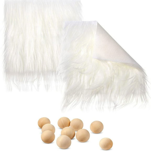 CIYISON Fluffy Fuzzy Craft Fur for Gnomes Beard Hair Cosplay Costume (10x 10 Inch) 4 Colors Squares Fabric Shaggy Fur Cuts