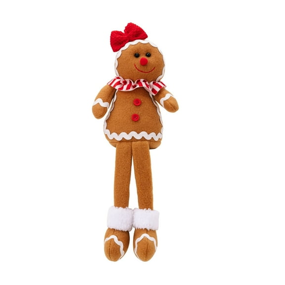 CIYISON Gingerbreads Man Doll with Hanging Legs Soft Fabric Doll for Christmas Tree and Doorway Decoration Party Supplies
