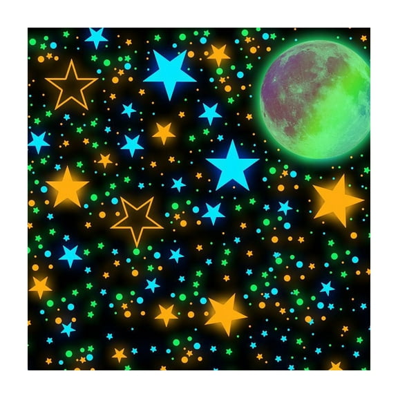 CIYISON Glow in The Dark Stars for Ceiling, Luminous Wall Decals Murals of 11" Color Moon and 1449 Stars and Dots with 3 Colors