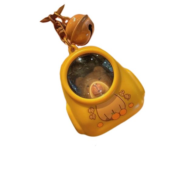 CIYISON Glowing Space Capsule Capybaras Keyring With Mini LED Lamp Cartoon Night Light Keyring Handmade Schoolbag Charm