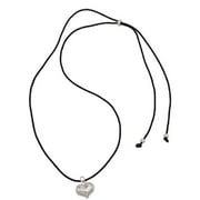 CIYISON Goth Black Rope Big Love Heart Pendant Choker Necklace for Women Niche Elegant Adjustable Chain Simple Design Jewelry