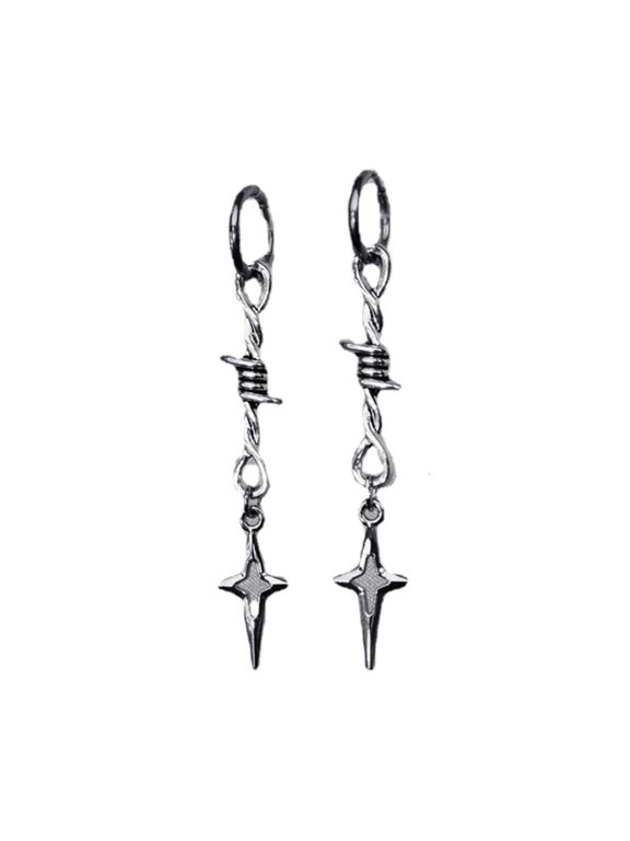 Gothic Punk Style Metal Drop Earrings Thorns Iron Star Cross Lightning Pendientes Fashion For Women Men Rock Jewelry