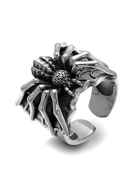 Gothic Spiders Open Rings Punk Style Statement Rings Adjustable Finger Rings Party Jewelry Halloween Accessory for Men