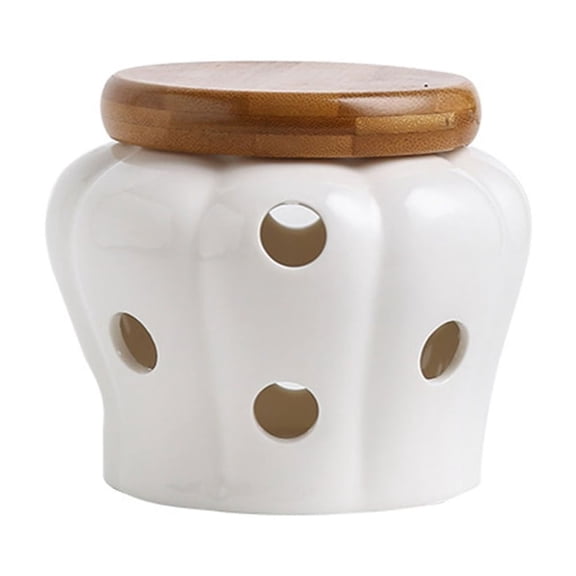 CIYISON Handcrafted Candy Box Hollow Garlic Ginger Storage Container Stylish Ceramic Jar