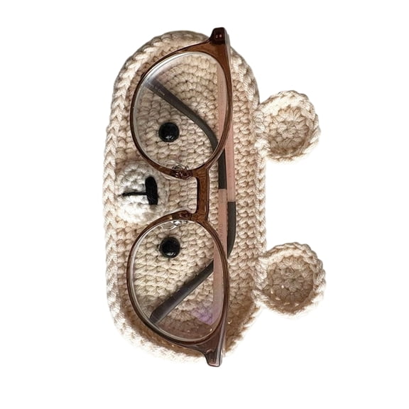 CIYISON Handcrafted Knitted Glasses Stand Animal Theme Crochet Eyeglass Holder Tray Home Decors for Birthday Mother Day Gift