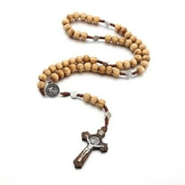 CIYISON Handmade Wood Rosary Catholic Necklaces Cross Pendant Meditation Jewelry for Men