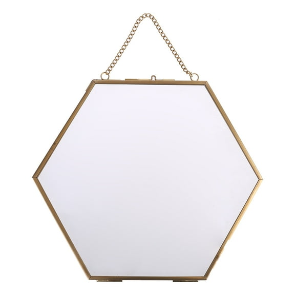 CIYISON Hexagon Floating Hanging Photo Frame Metal Glass Portrait Picture Plant Specimen Display Holder Double Sided Home Decoration