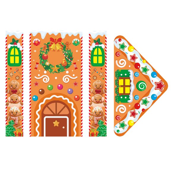 CIYISON Holiday Door Curtains With Gingerbreads Design Quick Assembly Polyester Home Decoration