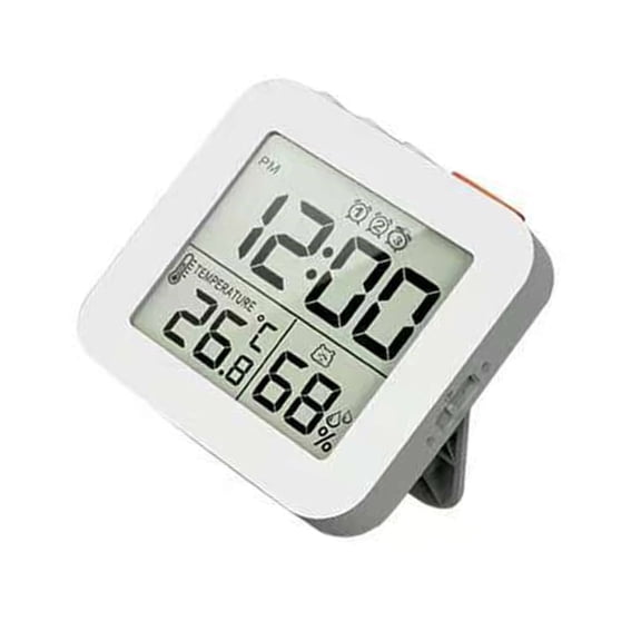 CIYISON LCD Bedsides Clock with 3 Alarms Setting Indoor Climate Monitor Battery Operated