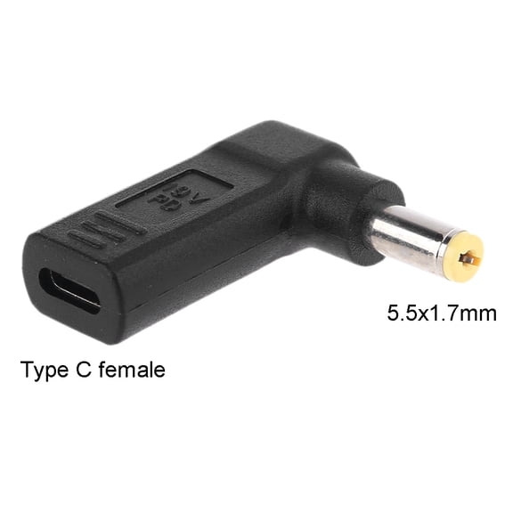 CIYISON Laptop Power Adapter Charger TypeC to for DC Adapter Female to Male Plug 5.5x1.7mm Right Angle PD Connector Charging De