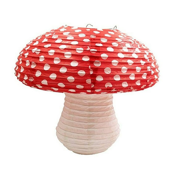 CIYISON Large/Small Mushroom Shaped Paper Lanterns Red and White Colors Garden Lanterns