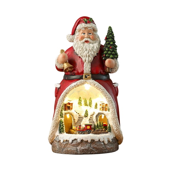 CIYISON Lighted LED Musical Christmas Cabin Figurine Christmas Toy Music Box with Rotating Train for Kid Christmas Present