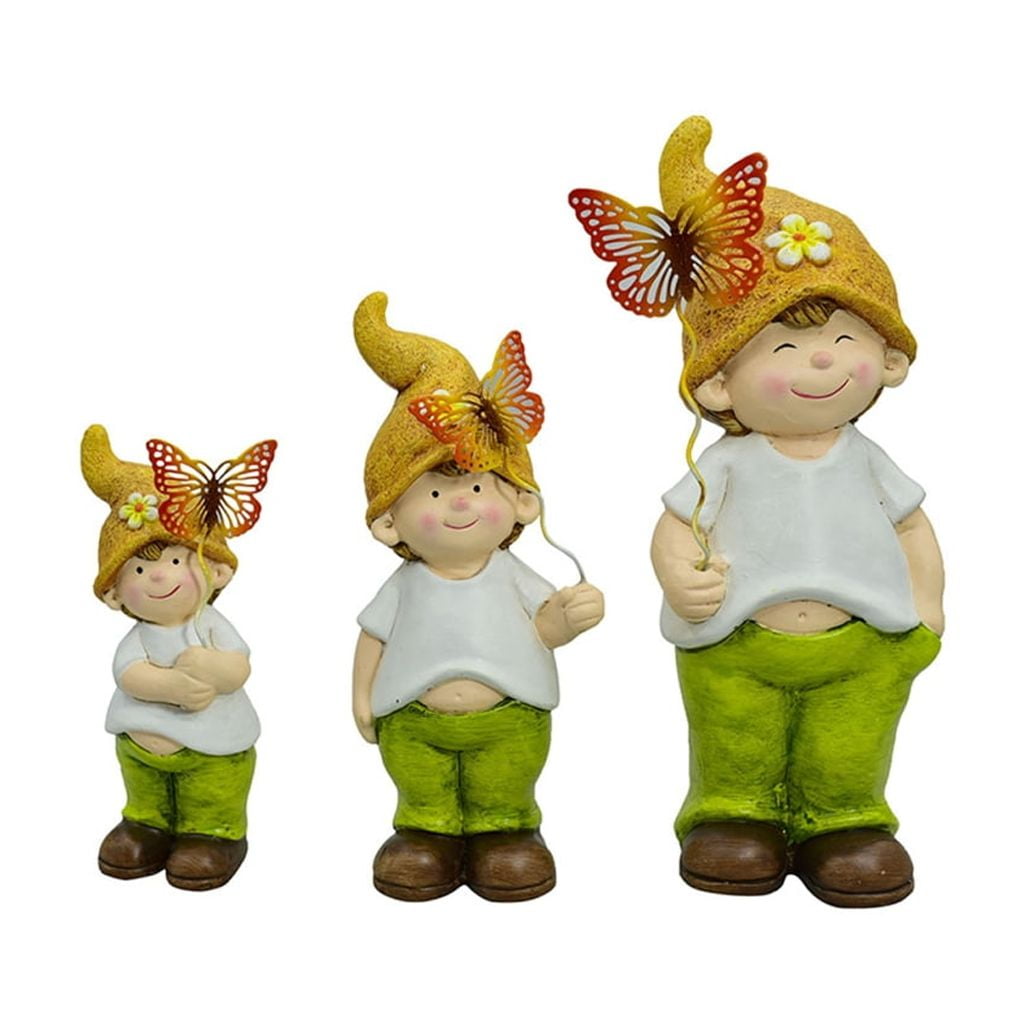 CIYISON Little Boy Figurine Garden Decoration Set of 3 Elf Sculpture Yard Ceramics Statue Landscape Decor for Desktop Ornament