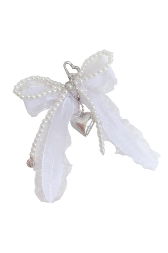 Lovely Bowknot Heart Keychain Charm Versatile Bag Decoration for Party Dating