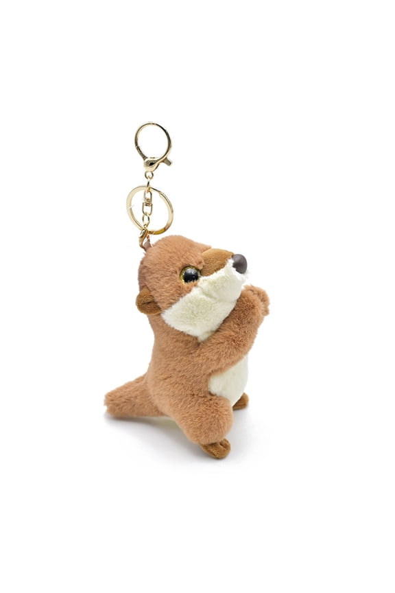 Lovely Otters Pendant Keychain Plush Animal Keyring Accessory Stylish Ornament