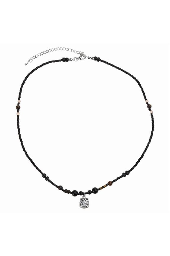 Lucky-Charm Necklace Jewelry Bead Chain Lion-Pendant Necklace Chinese Style Choker Chain Dainty Choker Necklace Ornament