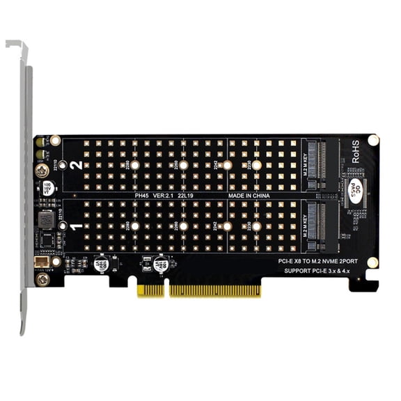 CIYISON M.2 NVME to PCIEX8 2 Drive Bay Card for Extensive Computer Storage Needs for Video Editors