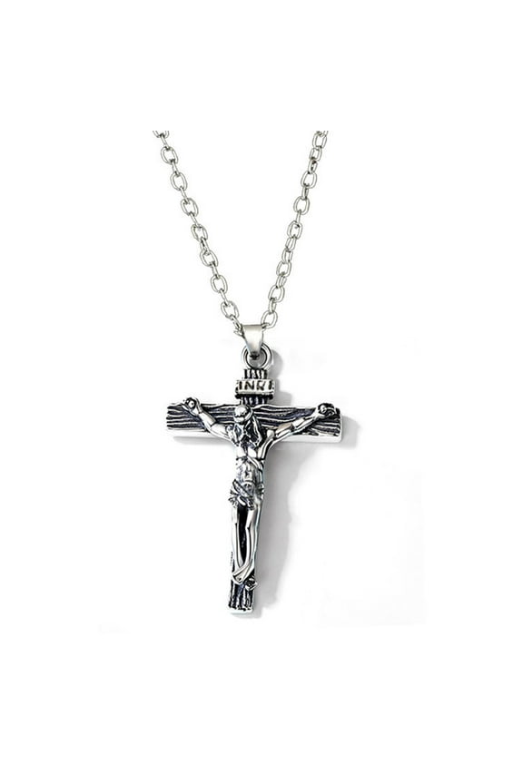 Men Women Christian Jesus for Cross Necklace with Chain Metal Alloy Christ Crucifix Pendant Neckwear Religious Prayer Christmas Jewelry Gifts