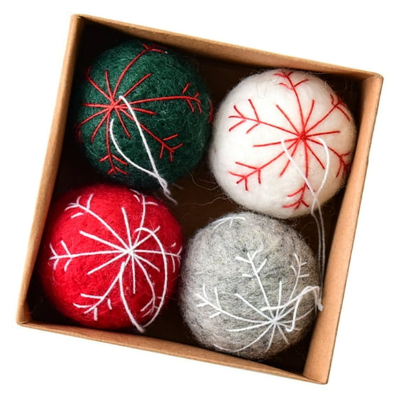 CIYISON Merry Felt Ball Snowflake Decoration 4PCS Holiday Decoration for Window tree
