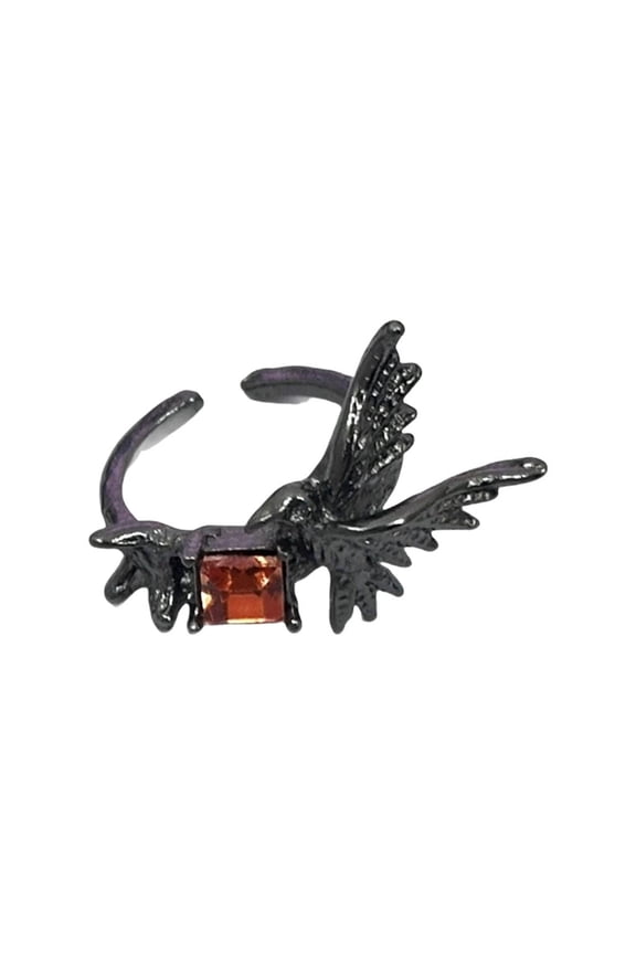 Minimalist Dark Aesthetic Adjustable Crow Inspired Ring For Everyday Stacking Wear