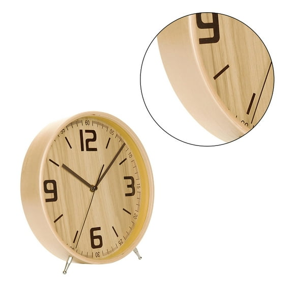 CIYISON Modern Wooden Analog Desktops Clock Battery Operated Simple Tabletop Wall Clock