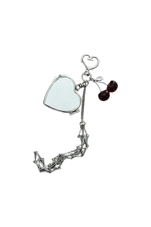 Multipurpose Key Holder With Clip Function For Keys Lipsticks Small Items Cherry Mirror Design Fashionable Carry