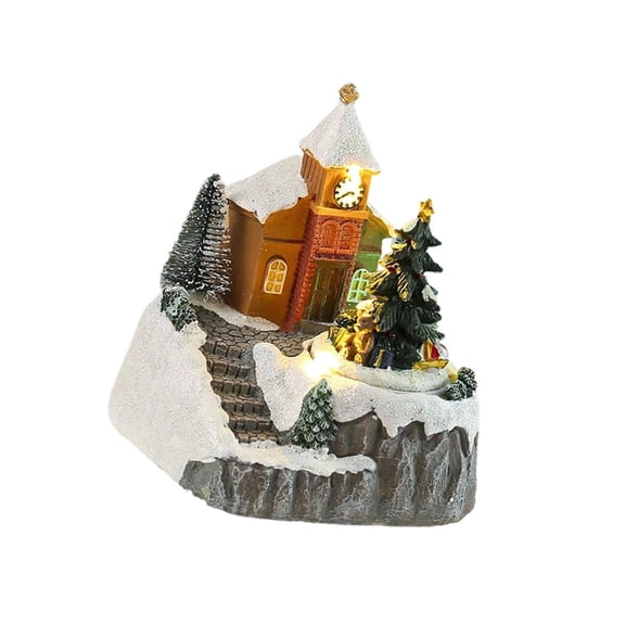CIYISON Music Box Village Snow House Battery Powered LED Light Christmas Decoration