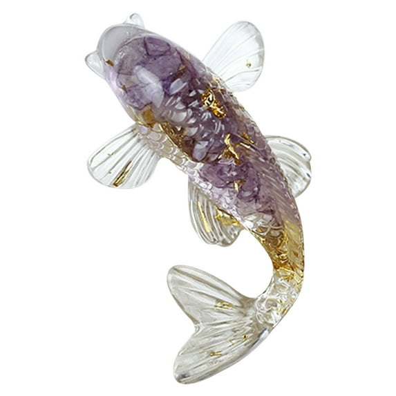 CIYISON Natural Crystal Fish Miniature Figurine Resin Ornament Craft Home Decorations for Desktop Office Car Accessories