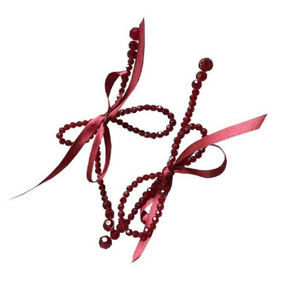 CIYISON New Year's Earrings Cute Red Bow Crystal Tassel Long Temperament Korean Online Celebrity Show White Skin Earrings Female