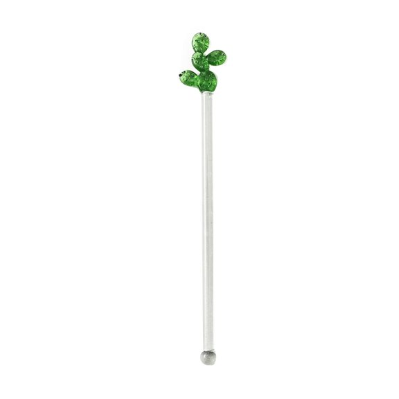 CIYISON Novel Swizzle Sticks Glass Coffee Stirrers Cactus Shape Stirring Sticks Reusable Stirrers Stir Cocktail Drink Stick