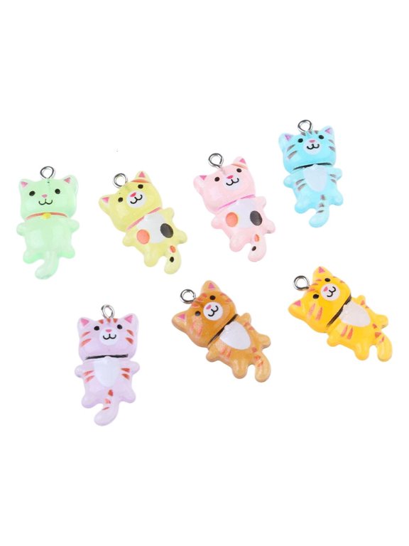 Pack of 10 Versatile Kitty Pendants for Unique Jewelry Charming Resin Cats for Necklace Bracelet Keychain Embellishments