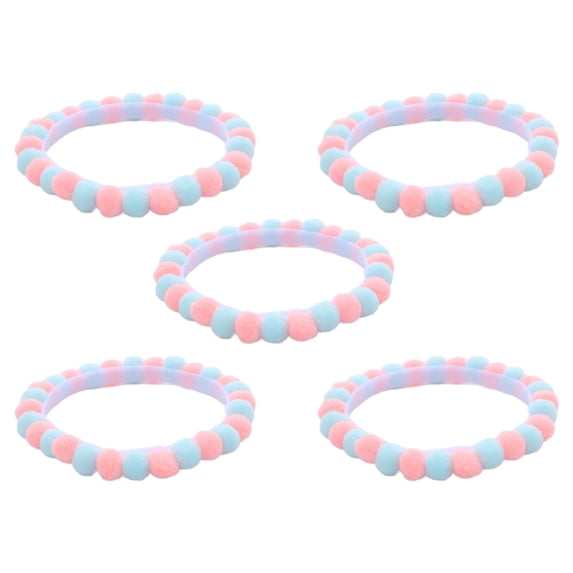 CIYISON Pack of 5 Plush Pet Collars with Colorful Pompoms Adjustable Cats Collar Dog Neckwear for Festival Birthday Parties