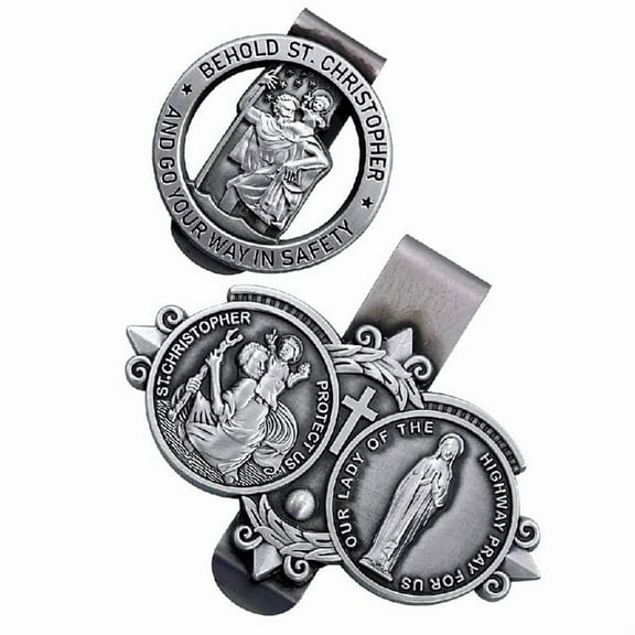 CIYISON Patron Saint Christopher Car Visor Clip for New Drivers Catholic Gift Pin Clip