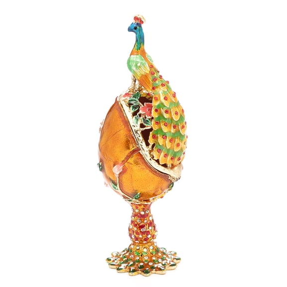 CIYISON Peacock Shape Egg Series Hand Painted Jewelry Trinket Box Unique Gift for Easter Home Decor Collectible