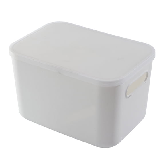 CIYISON Plastic White Storage Box Bin with Clear Lid Handle Sundries Basket Organizer