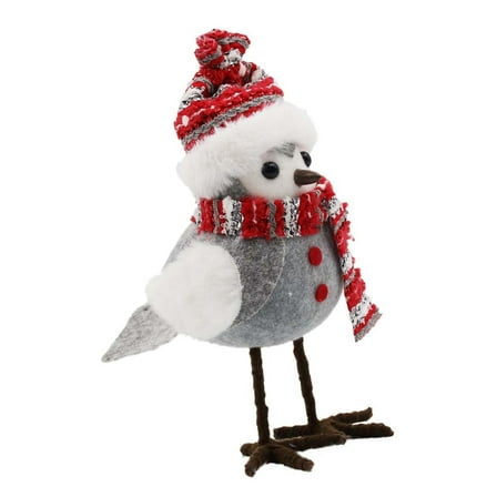 CIYISON Plush Bird Figurine with Scarf for Christmas Gardens Window Display