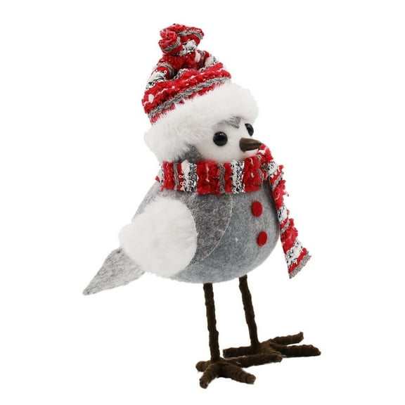 CIYISON Plush Bird Figurine with Scarf for Christmas Gardens Window Display