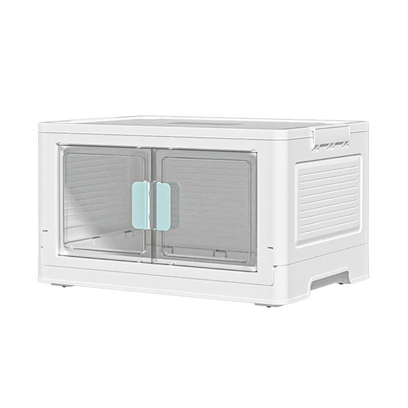 CIYISON Portable Double Door Storage Cabinet with Wheels Transparent Plastic Organizer Convenient Outdoor Travel Folding Box