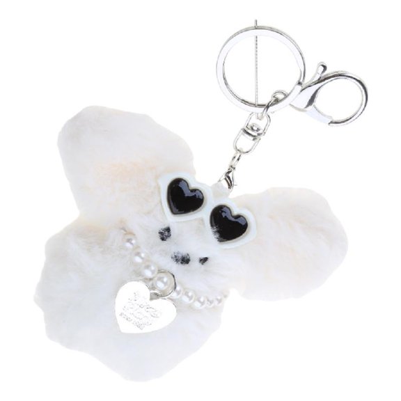 CIYISON Rabbit Keychain with Heart Pendant Cartoon Bunnys Toy Keychain Plush Key Chain