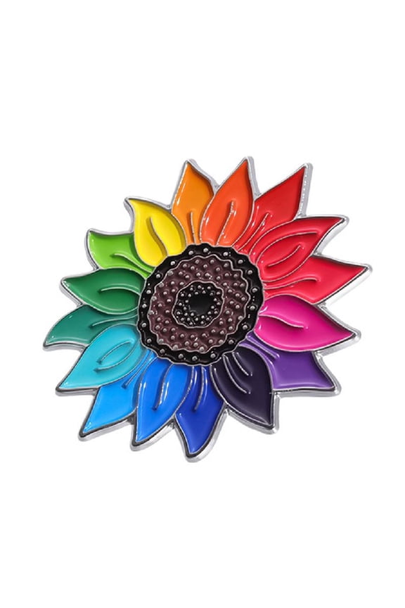 Rainbow Sunflowers Brooch Pins Fashionable Designs Sturdy Alloy Women's Jewelry