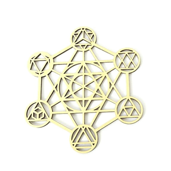 CIYISON Sacred Geometry Wall Art Sculpture Tree of Life Symbol Yoga Meditation Chakra Wood Crystal Grid Board Hanging Pendant