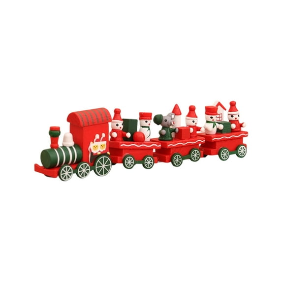 CIYISON Seasonal Wooden Train Display Piece For Windowsills Natural Finish Holiday Table Decoration