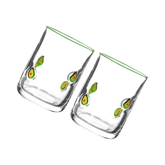 CIYISON Set Of 2 Lemon Design Glass Cups Sturdy Materials 14oz Capacity Suitable For Parties homes Decors Beverage Serving
