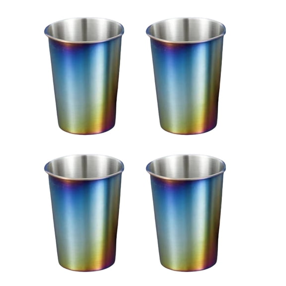 CIYISON Set Of 4 Stainless Steel Drinking Glasses Stackable Camping Cups Metal Milk Mug Dishwasher Safe Cold Water Drinkwares