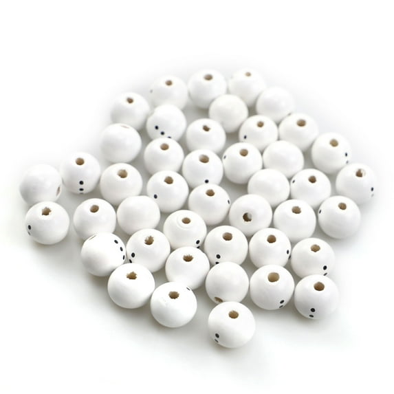 CIYISON Set of 50 Christmas Snowman Wooden Beads Farmhouse Beads White Printed Wooden