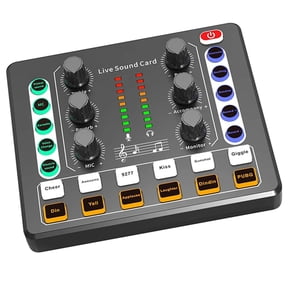 CIYISON Sound Board Mixer with Voice Changer LED Light External Sound Card for Phone Mic Karaoke Streaming Recording Gaming