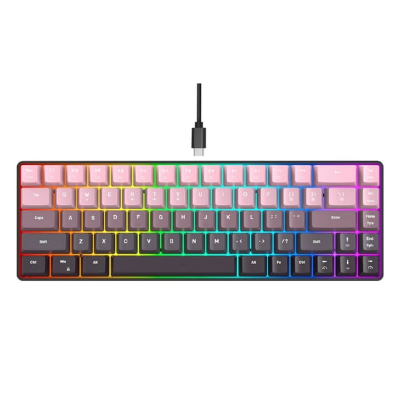 CIYISON Spill Resistant Wireds Keyboards 68 Key Frame 25 Key Rollover RGBs Edged Lighting for Desktops